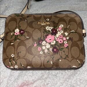 Coach Mini Camera Bag in Signature Canvas with Evergreen Floral Print